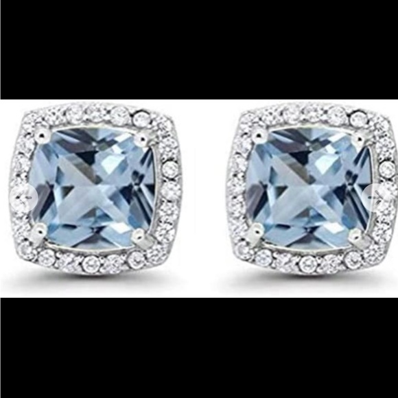 Jewelry - 10k White Gold-pl. 2.00ct Aquamarine Earrings